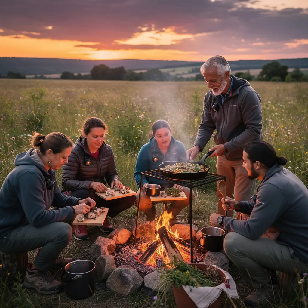 Egy természetes menedék építése, fák és ágak felhasználásával a szabadban.